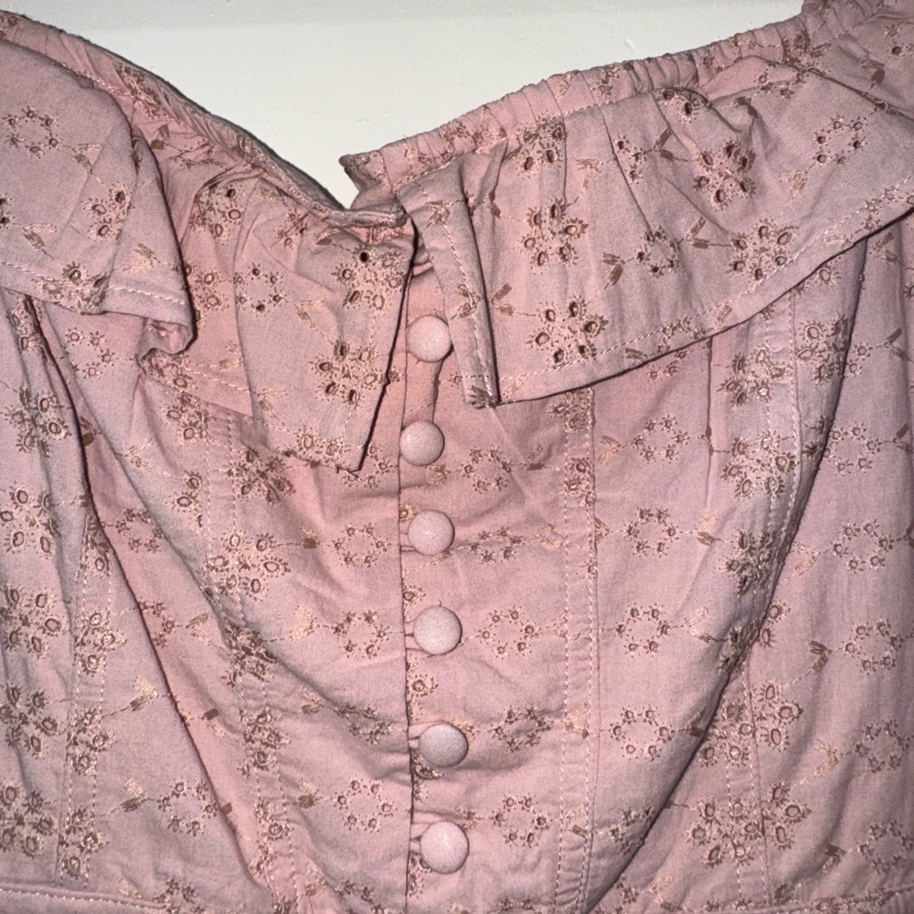 Pink Ruffled Eyelet Romper - Picture 2 of 6